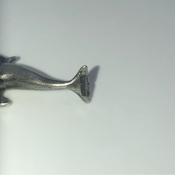 VTG Sterling Silver Dolphin w Barbell Mini Charm for Charm Bracelet - Picture 4 of 4